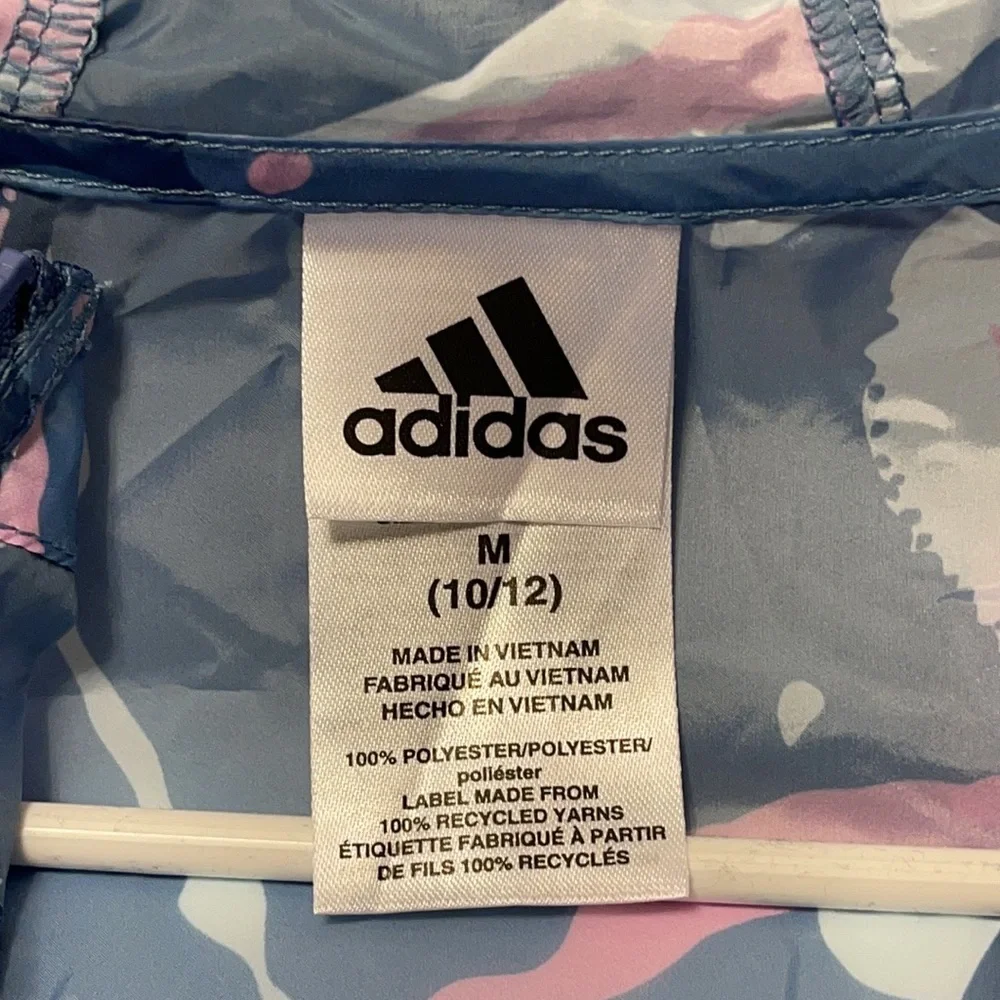 Adidas Girl’s Size Medium (10/12) Blue Camouflage Lightweight Zip Up Jacket - Picture 9 of 9